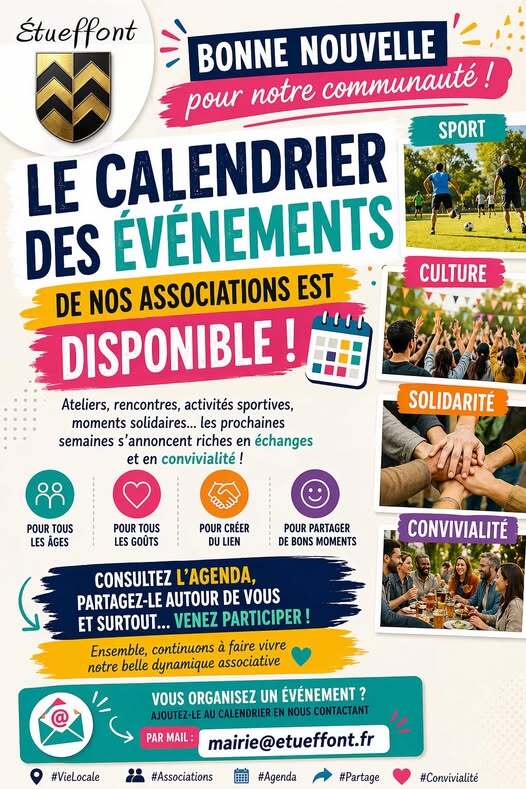 Calendrier des évènements des associations