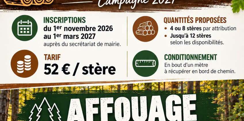 Vente de bois de chauffage et campagne d'affouage