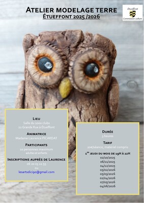 Atelier modelage terre