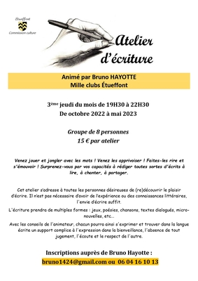 Atelier écriture - saison 2022/2023